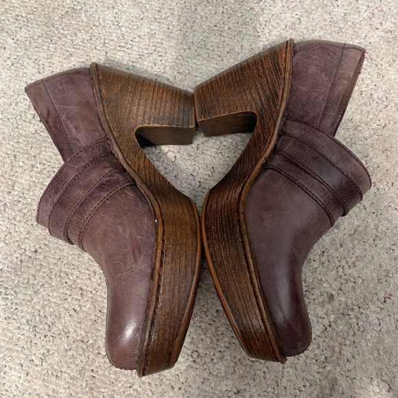 Born Haddon Brown Leather Heal Clog Shoes Hardly Worn Women's Size 8 - Picture 6 of 10